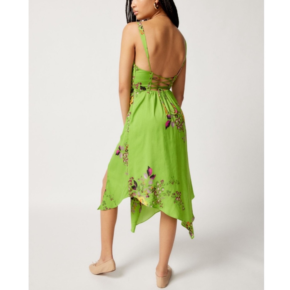 UO Floral Lace Up Midi Dress